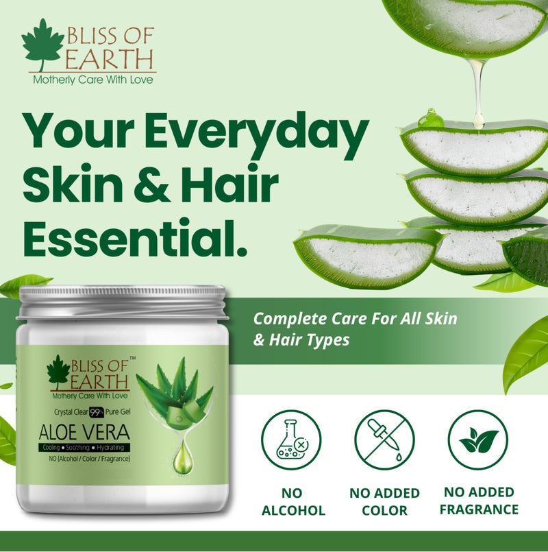 BLISS OF EARTH 99% Pure Aloe Vera Gel For Hair & Face, Crystal Clear Aloe Gel, 200g - Image 4